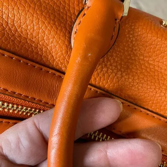 Michael Kors Burnt Orange Leather Bedford Legacy Duffel Satchel Medium $328 New - Picture 14 of 16